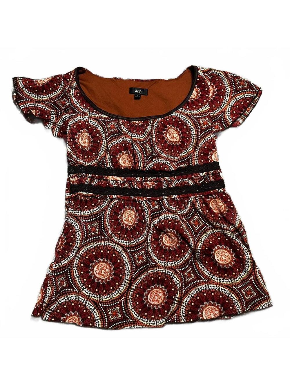 2000s AGB Babydoll Top Short Sleeve Blouse Polka Dot Size XL